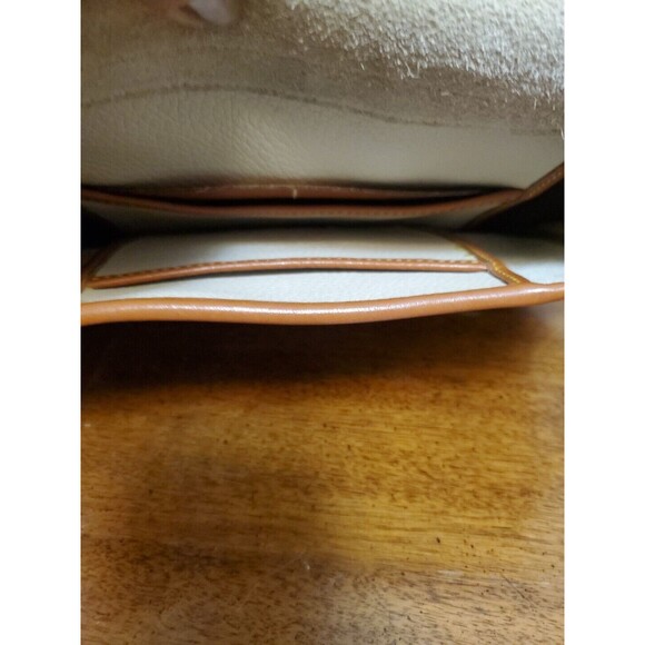 Dooney & Bourke Saddle Bag AWL Leather Push Lock Flap Bag Creme Tan Shoulder - Picture 5 of 13